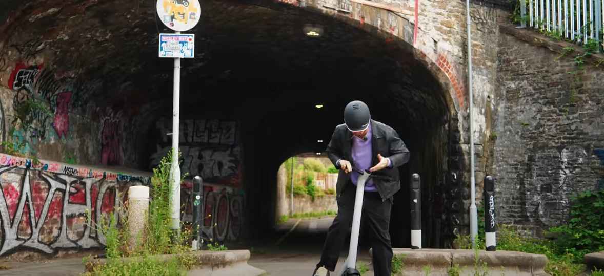 Riding an e-scooter